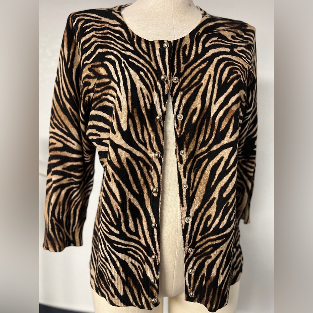 WHBM Animal print cardigan, NWT